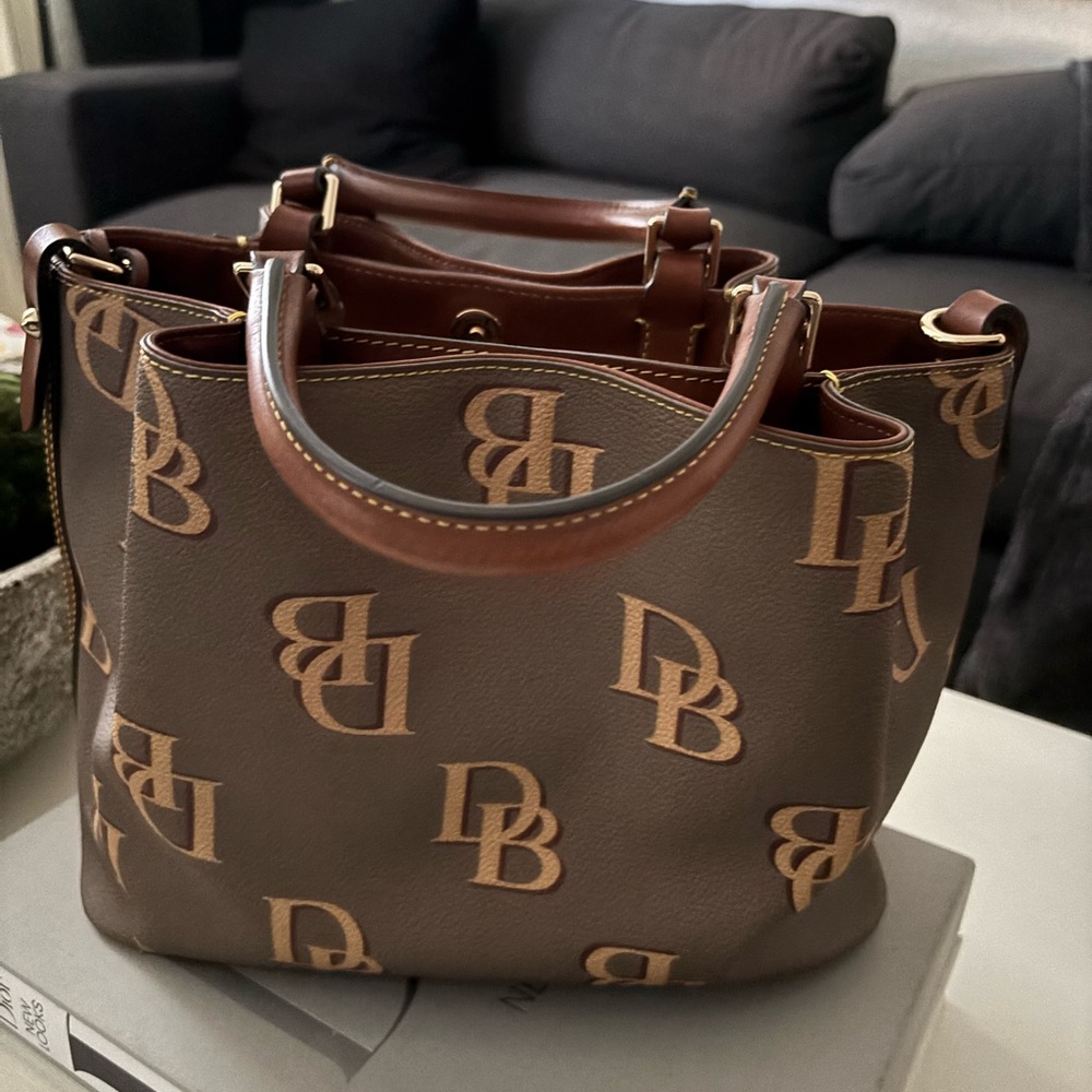 Dooney and Burke Brown Monogram Tote Bag - Picture 2 of 3